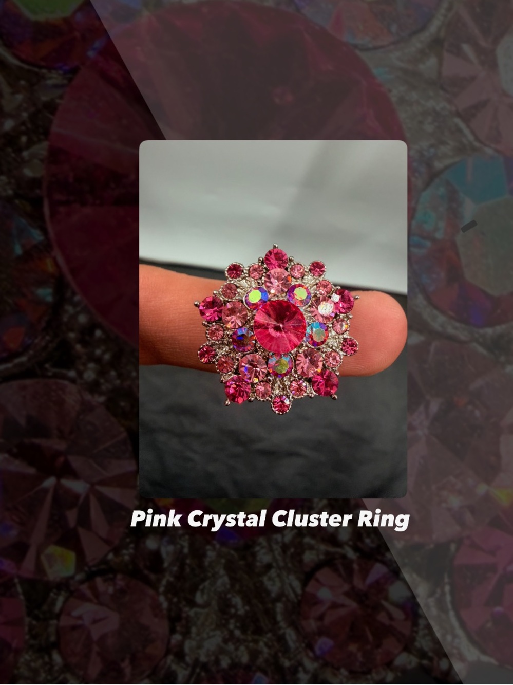 NWOT Pink Crystal Cluster Ring